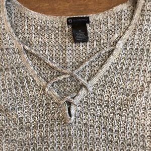 XL Gray/ silver thread New Direction sweater
